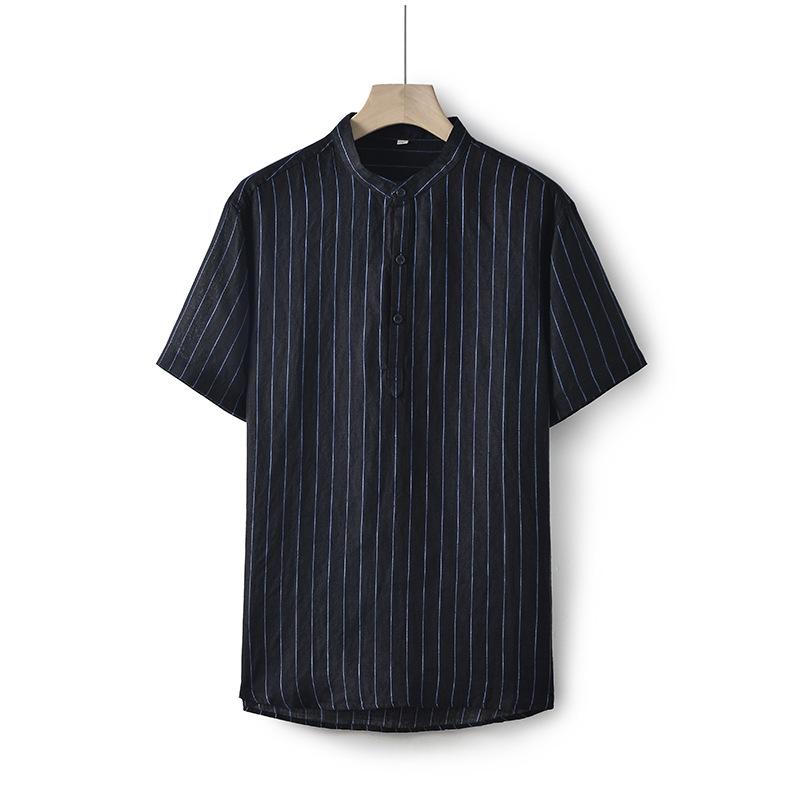 Tシャツ メンズ 半袖 リネン 麻 立襟 カジュアル 軽量 通気性 トップス 春夏