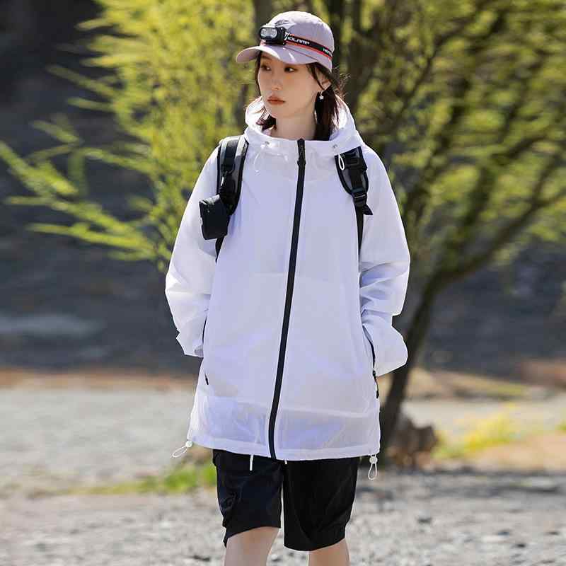 服 メンズ レディース 上下セット ジャケット 接触 薄手 アウトドア 紫外線対策 UPF50+ 春夏・厚さ: 薄手・カテゴリ: セットアップ・フード: あり・対象者: 10代〜20代・フィット感: ルーズ・素材: ナイロン100%・カラー展開: 白+曜石黒, 貝殻米+貝殻米, 蓮霧紫+蓮霧紫, 青石緑+青石緑・サイズ展開: S, M, L, XL, 2XL・スタイル: スポーツ・ポケット: サイドポケット・デザイン: ポケット装飾・日焼け防止: UPF50+
