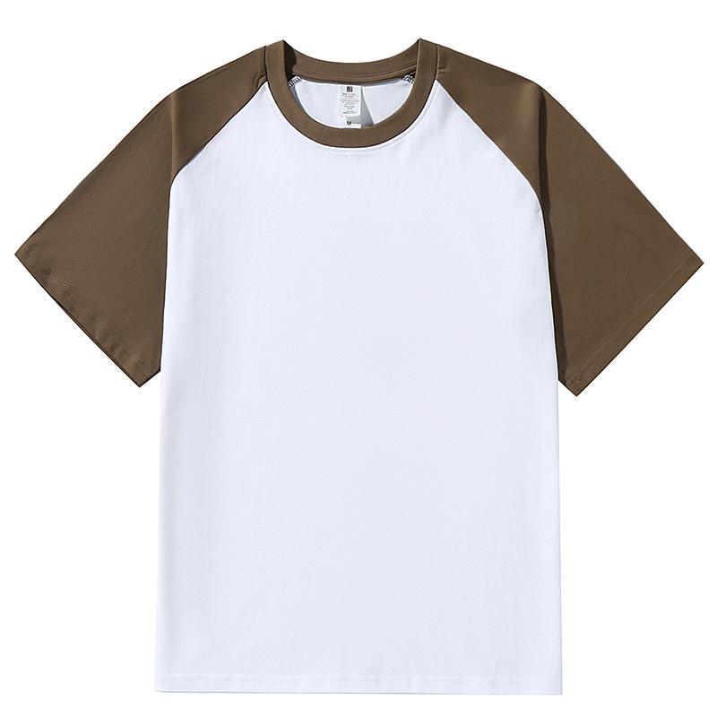Tシャツ メンズ レディース 半袖 トップス カットソー 重厚感 綿100% ラグラン 配色 切り替え ラウンドネック クルーネック ビッグシルエット カジュアル ストリート系 オールシーズン 部屋着 通勤用 普段使い