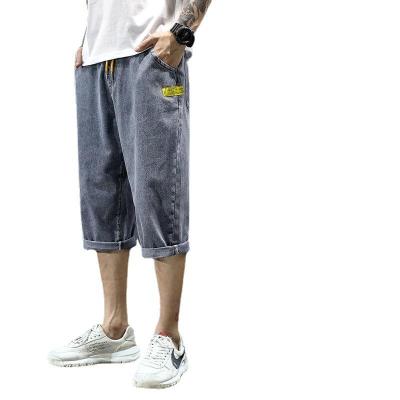 ハーフパンツ メンズ デニム 7分丈 ショートパンツ 薄手 ワイドパンツ ルーズフィット 大きいサイズ ストレート ストリート カジュアル オールシーズン・スタイル: カジュアル・パンツシルエット: 直筒パンツ・フィット感: ルーズ・特殊加工: ウォッシュ加工・丈: 七分丈・ウエスト: ミッドライズ・厚さ: 薄手・誤差範囲: 2-3cm・対象: 大きいサイズ・素材名: デニム・主な素材: 綿71%・シーン: カジュアル・デザイン詳細: マルチポケット・伸縮性: なし・裾の仕様: ストレート・カラー展開: ブルー、グレー・サイズ展開: S, M, L, XL, XXL, 3XL, 4XL, 5XL・対象年齢: 大人・性別: 男性・カテゴリー: ジーンズ