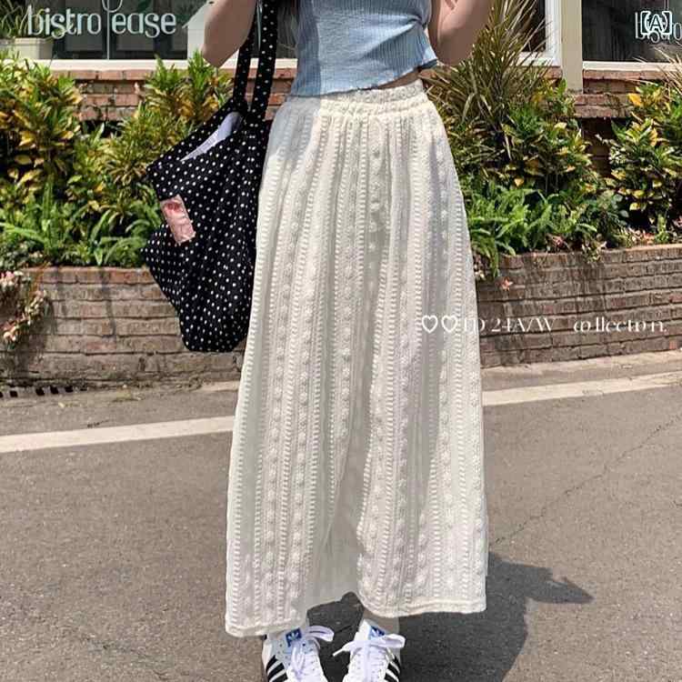 ロングスカート レディース レース Aラインスカート ハイウエスト 膝丈 ミモレ丈 春夏 無地 フェミニン 大人かわいい 上品 きれいめ 切り替え おしゃれ 体型カバー 着痩せ スタイルアップ フレアスカート 普段着 お出かけ デート カジュアル・製法: 提花・生地: ポリエステル・スカートの形: Aライン・スカート丈: ミモレ丈・流行の要素: レース・カラー: ホワイト(裏地あり)・サイズ: S,M,L・スタイル: カジュアル・カテゴリー: スカート・伸縮性: 中