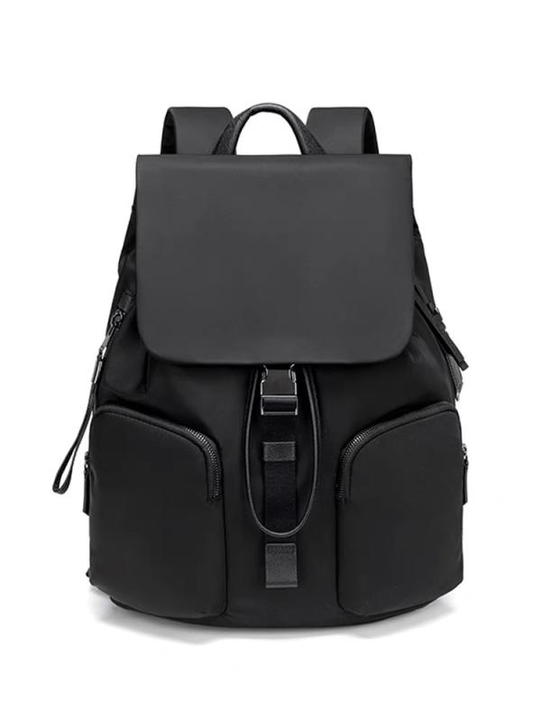 バックパック レディース 鞄 リュック 軽量 ナイロン カジュアル 通勤用 通学用 パソコンバッグ・カラー: ブラック・スタイル: 都市シンプル・素材: ナイロン・流行要素: ステッチ・裏地素材: ポリエステル・開閉方式: ロック・内部構造: ファスナーポケット、スマホポケット、IDポケット、仕切りファスナーポケット、PC収納ポケット・硬さ: 柔らかめ・外ポケットの種類: フラップポケット・仕切り: あり・用途: カジュアル、旅行・機能: 防水、耐摩耗