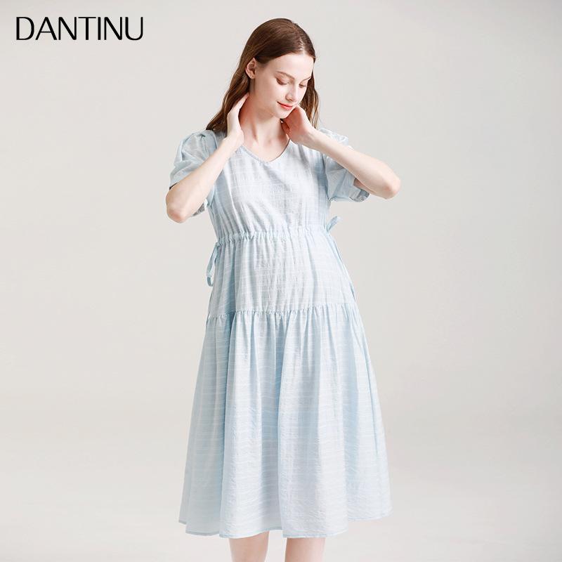 ワンピース マタニティ レディース 春夏 Vネック 膝丈 抽绳 妊婦服 おしゃれ かわいい カジュアル 普段着 ママ お出かけ