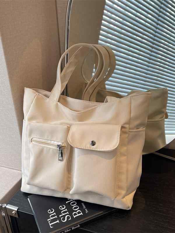 トートバッグ レディース 帆布 大容量 軽量 通勤 通学 カジュアル 普段使い シンプル 無地 鞄 ショルダーバッグ・カラー: ブラック、カーキ、オフホワイト・スタイル: 都市シンプル・素材: キャンバス・バッグのトレンドスタイル: トートバッグ・バッグのサイズ: 大・裏地の質感: ポリエステル・バッグの形状: 横型スクエア・開閉方式: ファスナー・バッグの内部構造: ファスナー付きポケット・硬さ: 中～やや柔らかめ・外袋の種類: 内側ポケット・ショルダーストラップの数: 2本・用途: 日常使い