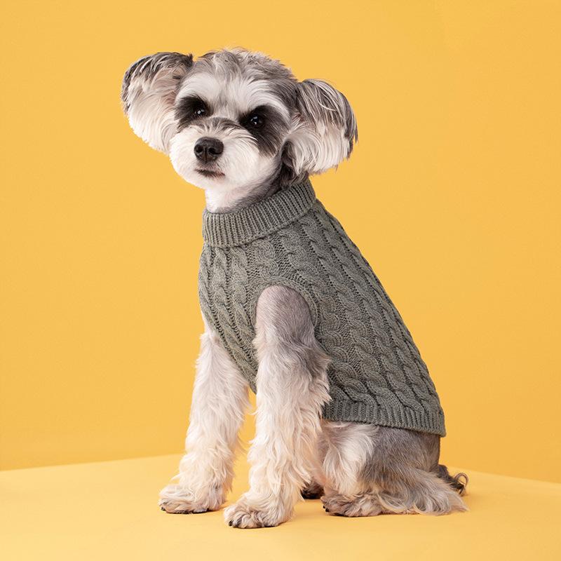 ペット 服 セーター ニット ベスト ケーブル編み ハイネック プルオーバー 無地 防寒 保温 秋冬 猫 犬