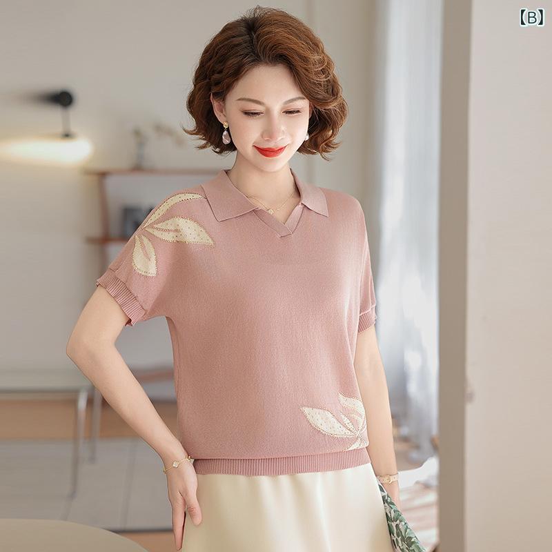 Tシャツ レディース 接触冷感 トップス 半袖 襟付き 襟付きシャツ 40代 シニア 中高年 薄手 伸縮性 ゆったり 涼しい カジュアル 無地 夏 shadowtail-11224609 シャドーテール サンプル画像3