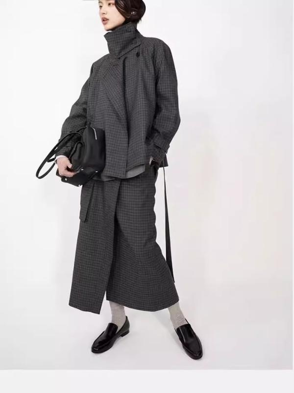 トレンチコート セットアップ レディース スカート ミディアム丈 2点セット アウタ...