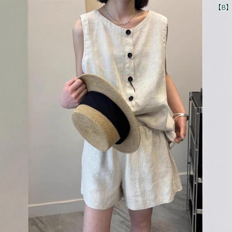 セットアップ レディース 春夏 ノースリーブベスト トップス ショートパンツ 2点セ...