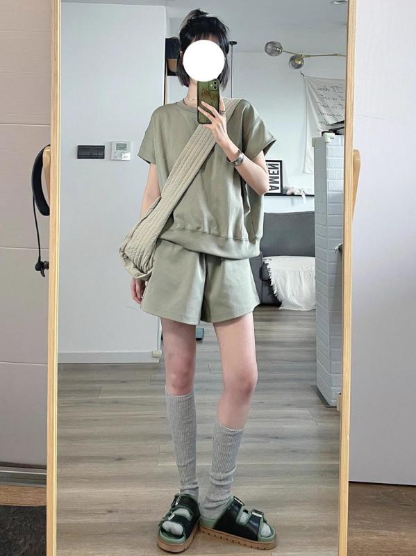 セットアップ レディース 半袖 トップス カットソー 半袖Tシャツ ハーフパンツ 半パンツ 2点セット 上下セット スポーツウェア 運動着 ルームウェア 部屋着 普段使い カジュアル 学生 通学 韓国風 ゆったり 快適 軽量 伸縮性 吸汗速乾 春夏