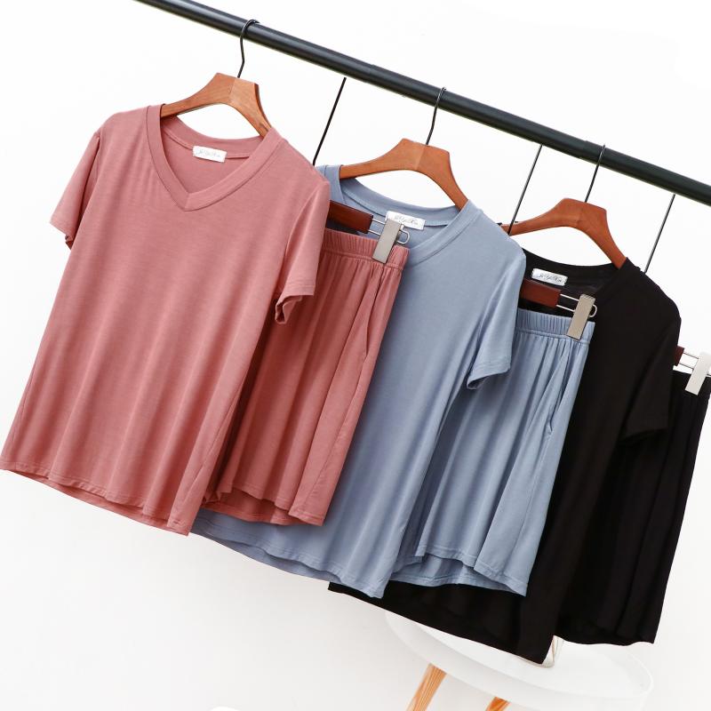 セットアップ レディース 上下セット Vネック 半袖 Tシャツ キュロットスカート 春夏 モダール 接触冷感 ゆったり 大きいサイズ カジュアル 体型カバー 韓国風 部屋着 ルームウェア