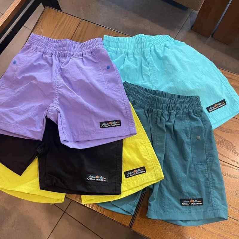 キッズ ショートパンツ 男の子 女の子 ハーフパンツ 短裤 半ズボン 子供服 撥水 速乾 薄手 涼しい 綿 コットン ウエストゴム 無地 カジュアル アウトドア キャンプ スポーツ 水遊び レジャー 夏 ブラック グレー ブルー イエロー 90 100 shadowtail-11275714 シャドーテール パッケージ画像
