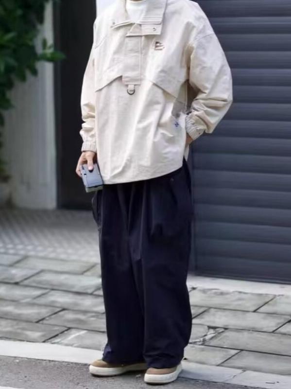 カジュアルパンツ メンズ 撥水 防風 ドレープ 夏 ワイド ストレート ナイロンパンツ 登山 アウトドア カーゴパンツ ボトムス 通気性 軽量 ネイビー カーキ 20代 通勤 通学 旅行 普段使い 涼しい 薄手 無地 ズボン イージーパンツ