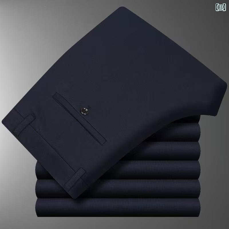 スラックス メンズ 冬 暖かい チノパン ビジネスパンツ 長ズボン 紳士服 ボトムス 伸縮性 ストレッチ 履きやすい ゆったり 直筒 オフィス 通勤 カジュアル 50代 シニア 普段使い ポリエステル ブラック ネイビー グレー shadowtail-11278395 シャドーテール サンプル画像3