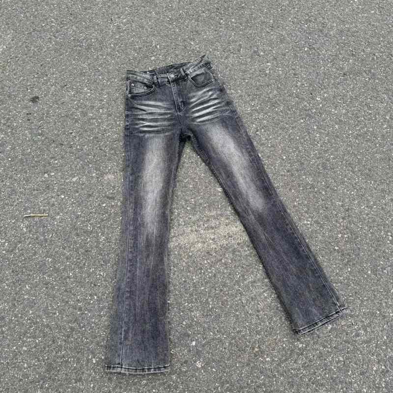 デニムパンツ メンズ ヴィンテージ風 シック 黒 ジーンズ ジーパン 微フレア ブーツカット ストレッチ 伸縮 綿 水洗 デニム コットン ボトムス ロングパンツ 長ズボン 春 秋 10代 20代 カジュアル 普段使い お出かけ 旅行