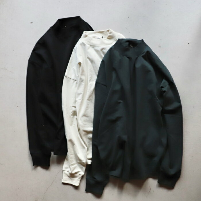 Rakuten - アルヴァナ トップス ロンT 無地 alvana 空紡 ミドルネック ラウンド L/S TEE SHIRTS 空紡 MIDDLENECK ROUND L/S TEE ブラック/カーキ/ホワイト 2026春夏新作