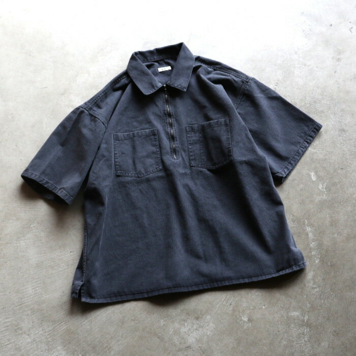 樂天商城 - アルヴァナ トップス alvana ブラック ツイル ハーフジップ 半袖 シャツ BLACK TWILL HALF ZIP S/S SHIRTS オールドブラック OLD BLACK 2026春夏新作