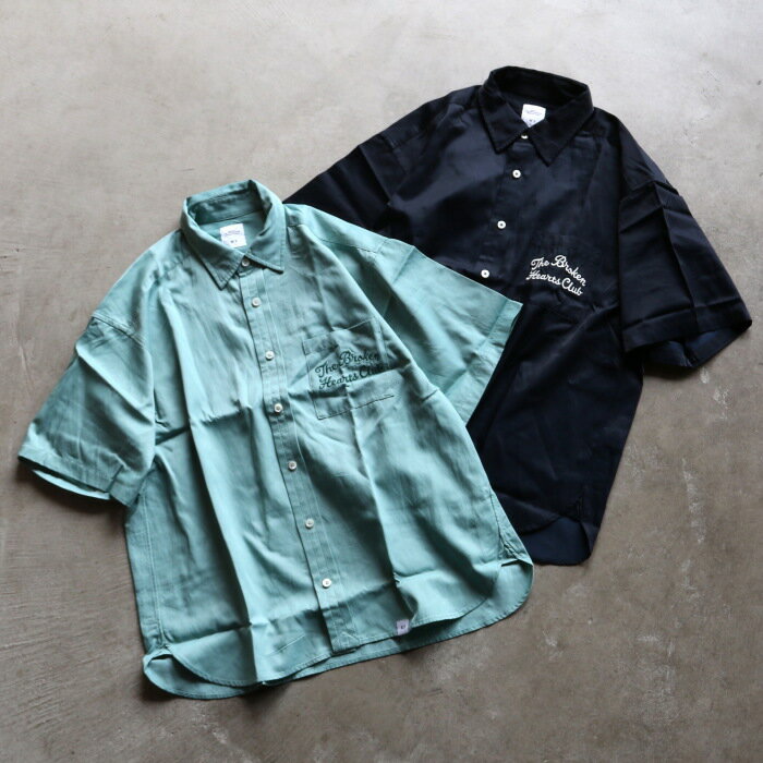 BEDWIN & THE HEARTBREAKERS シャツ 正規販売 ベドウィン 半袖 刺繍 シャツ S/S EMBROIDERED SHIRT "BLUNT" ミント/ブラック 2色展開 2026春夏新作