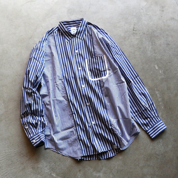 BEDWIN & THE HEARTBREAKERS シャツ 正規販売 ベドウィン 長袖 ビッグ ストライプ シャツ L/S BIG SHIRT "EWAN" ネイビー NAVY 2026春夏新作