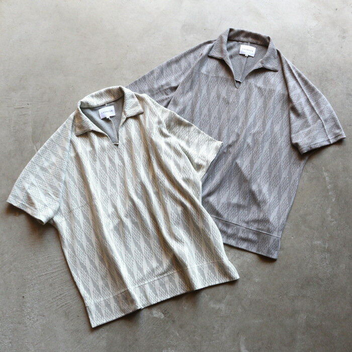 Rakuten - CHARGER トップス ユニセックス チャージャー オリジナル 総柄 スキッパー ポロ Skipper Polo アイボリー/グレー Ivory/Gray 2色展開 2026春夏新作