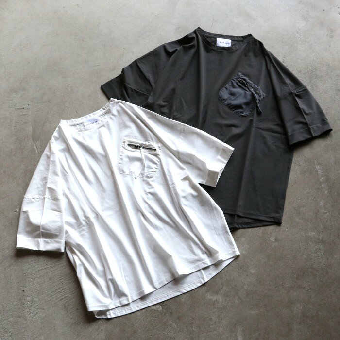 Rakuten - CHARGER トップス ユニセックス 無地 チャージャー オリジナル 胸ポケット ジップ Tシャツ Pocket Zip Tee ホワイト/チャコール White/Charcoal 2026春夏新作