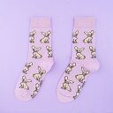 ククシュゼット 正規商品 靴下 レディース かわいい 犬 フランス クルー丈 Coucou Suzette チワワ ソックス Chihuahua Socks パープル Purple