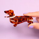 ククシュゼット 正規商品 ヘア アクセ クリップ 犬 Coucou Suzette ダックスフンド ヘア クロー Dachshund Hair Claw ブラウン Brown