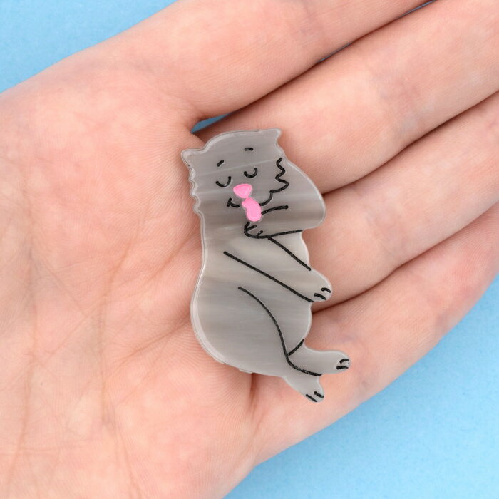 ククシュゼット 正規商品 ヘアアクセ クリップ ピン 猫 かわいい Coucou Suzette グレー キャット ヘア クリップ Grey Cat Hair Clip グレー Grey