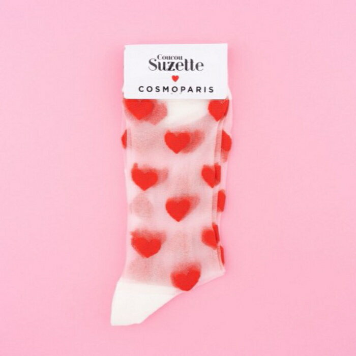 ڸ 3,980߰ʾ ̵ ֥դۥ奼å   ǥ 롼 襤 롼 Coucou Suzette ϡ  å Heart Sheer Socks ۥ磻ȡߥå