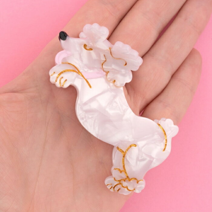 ククシュゼット 正規商品 ヘア アクセ クリップ 犬 Coucou Suzette プードル ヘア クロー Poodle Hair Claw ホワイト White