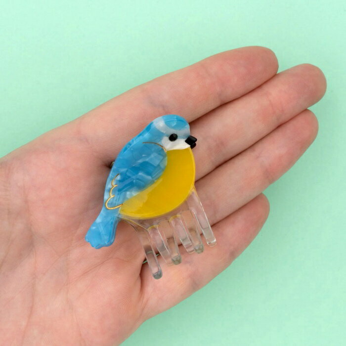 ククシュゼット 正規商品 ヘア アクセ ミニ クリップ 鳥 シジュウカラ Coucou Suzette アオガラ ミニ ヘア クロー Blue Tit Mini Hair Claw ブルー×イエロー