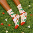 ククシュゼット 正規商品 靴下 Coucou Suzett レディース フランス ギフト クルー丈 ストロベリー プラント ソックス Strawberry Plant Socks ピンク Pink