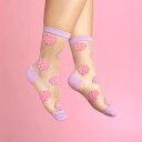 ククシュゼット 正規商品 靴下 レディース シースルー かわいい 花 フランス Coucou Suzette コスモス シアー ソックス Cosmos Sheer Socks ピンク Pink