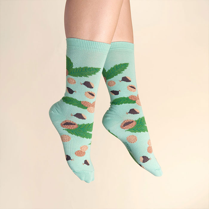 ククシュゼット 正規商品 靴下 ギフト 秋 個性的 フランス マロン Coucou Suzett 栗ソックス Chestnut Socks グリーン Green