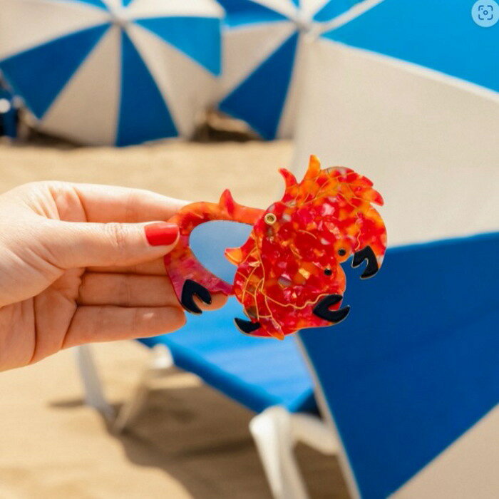 ククシュゼット 正規商品 手鏡 コンパクト ミラー スライド式 フランス おしゃれ Coucou Suzette カニ ミラー Crab Mirror レッド Red