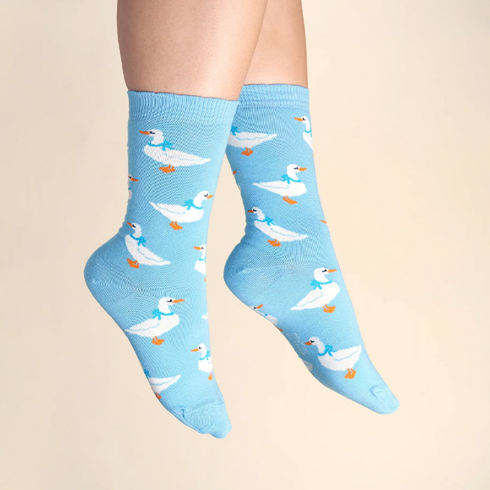 ククシュゼット 正規商品 靴下 鳥 ギフト コテージ 個性的 フランス Coucou Suzett ガチョウ ソックス Goose Socks スカイブルー Sky Blue