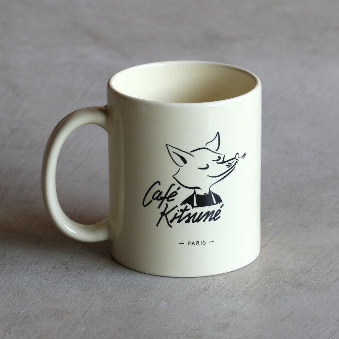 メゾンキツネ 雑貨 マグカップ おしゃれ MAISON KITSUNE カフェ キツネ フォックス マグ CAFE KITSUNE FOX MUG タピオカ(ホワイト系) 2024春夏新作のサムネイル