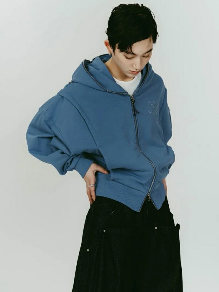 Rakuten - 【期間限定 プライスダウン】Knuth Marf トップス クヌースマーフ ピアス フーディー スウェット シャツ pierced hooded sweatshirt チャコール/ブルー/ライトベージュ 3色展開 2026春夏新作