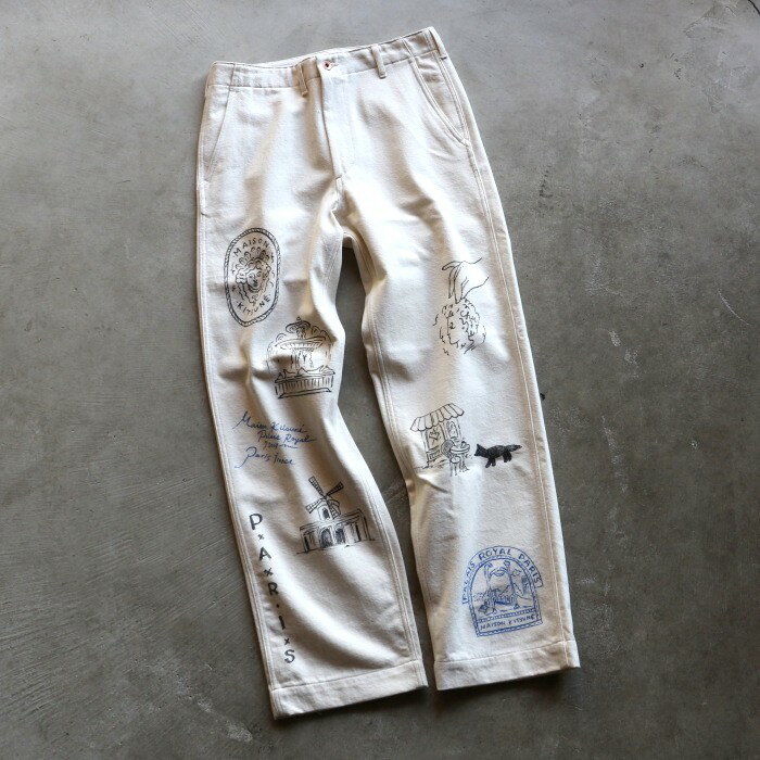 Rakuten - クロ メゾンキツネ デニム KURO Maison Kitsune トラウザーパンツ HANDWRITTEN POSTCARD TROUSER エクリュ ECRU 2026春夏新作