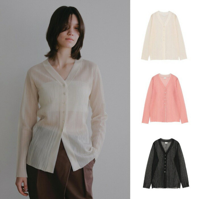 樂天商城 - MANOF 正規商品 トップス マノフ シアー リブ カーディガン SHEER RIB CARDIGAN アイボリー/ピンク/ブラック IVORY/PINK/BLACK 3色展開 2026春夏新作