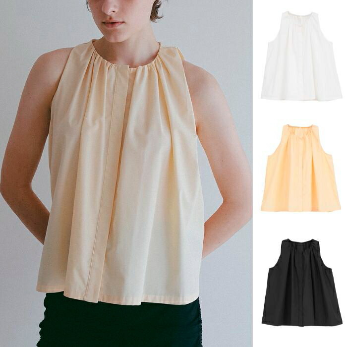 樂天商城 - MANOF 正規商品 トップス マノフ ギャザー ネック トップス GATHER NECK TOPS ホワイト/オレンジ/ブラック WHITE/ORANGE/BLACK 3色展開 2026春夏新作