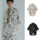 MANOF 正規商品 シャツ マノフ ブラード フラワー シャツ BLURRED FLOWER SHIRTS アイボリー/ブラック IVORY/BLACK 2色展開 2025秋冬新作