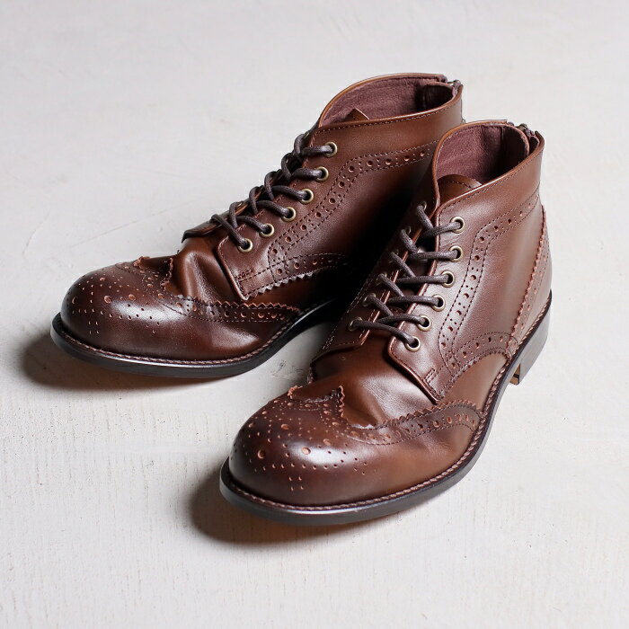 PADRONE パドローネ ウィングチップブーツ BACK ZIP BOOTS バックジップブーツ DARKBROWN　2019年秋冬新作