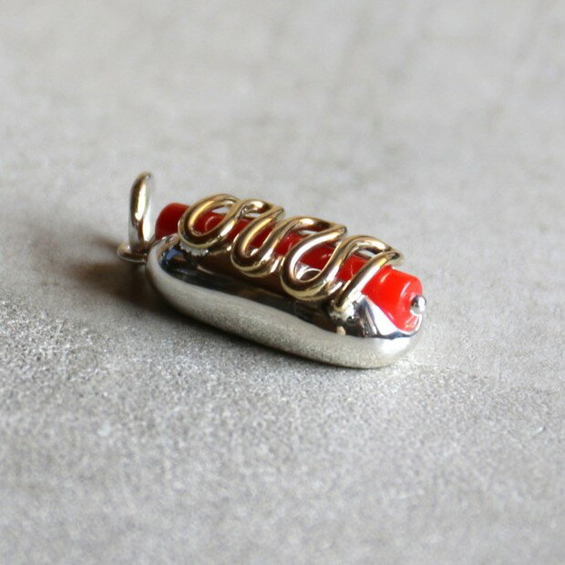 Poly Things 正規取扱 ポリーシングス ペンダント トップ アクセサリー ギフト ホットドッグ Hotdog シルバー925 真鍮 珊瑚 Silver Brass w/Coral