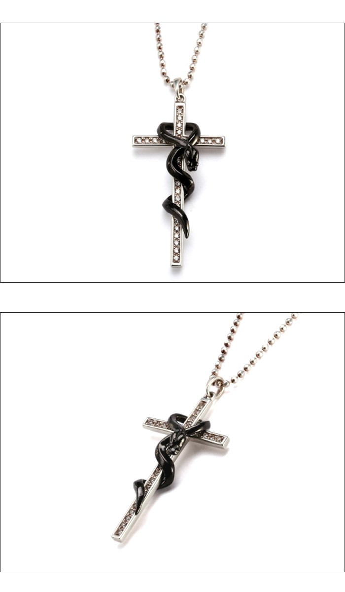 PUERTA DEL SOL プエルタデルソル X JAPAN YOSHIKI様着用 紅白 Mステ シルバー クロス スネーク ダイヤ ネックレス SILVER SNAKE DIAMONDO NECKLACE BLACK