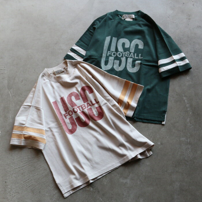 樂天商城 - レミレリーフ Tシャツ REMI RELIEF USC フットボール Tシャツ R/C天竺フットボールT(USC) オフホワイト/グリーン 2色展開 2026年春夏新作