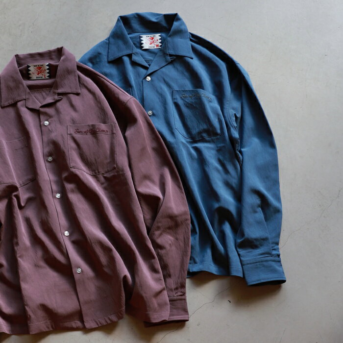 樂天商城 - サノバチーズ トップス SON OF THE CHEESE レーヨン オープンカラー シャツ RAYON OPEN COLLAR SHIRT パープル/ブルー PURPLE/BLUE 2色展開 2026春夏新作