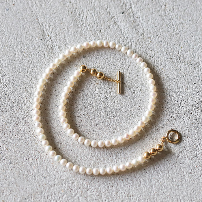 シンパシーオブソウル スタイル レディース SYMPATHY OF SOUL Style パールビーズTバーネックレス ゴールドコーティング Pearl Beads T-bar Necklace GOLD PEARL【正規商品 公式通販】