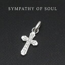 SYMPATHY OF SOUL シンパシーオブソウル Smooth Cross Pendant SILVER w/CZ スムースクロス ペンダント シルバー キュービックジルコニア 【正規商品 公式通販】