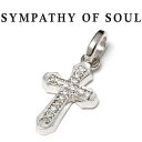 SYMPATHY OF SOUL シンパシーオブソウル Smooth Cross Pendant M Silver w/CZ スムースクロス ペンダント ミディアム シルバー キュービック ジルコニア 【正規商品 公式通販】