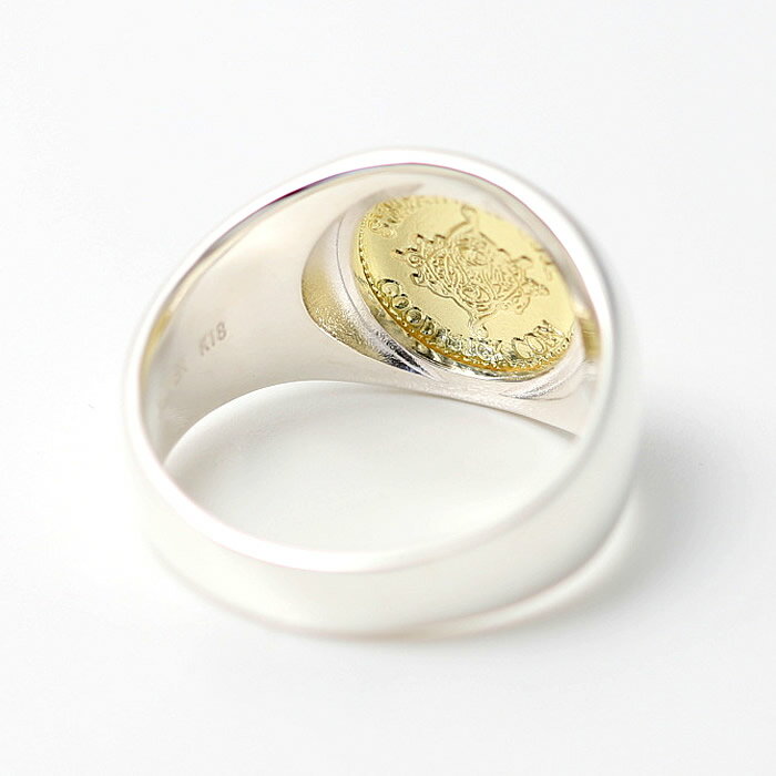 シンパシーオブソウル リング K18YG シルバー 硬貨 コイン クラシック 指輪 メンズ レディース 男女兼用 SYMPATHY OF SOUL  Classic Coin Ring Good Luck Silver 競売